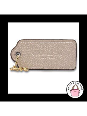 2.25" COACH NEW YORK Chalk White Pebbled Leather Fob Bag Charm Keychain HangTag